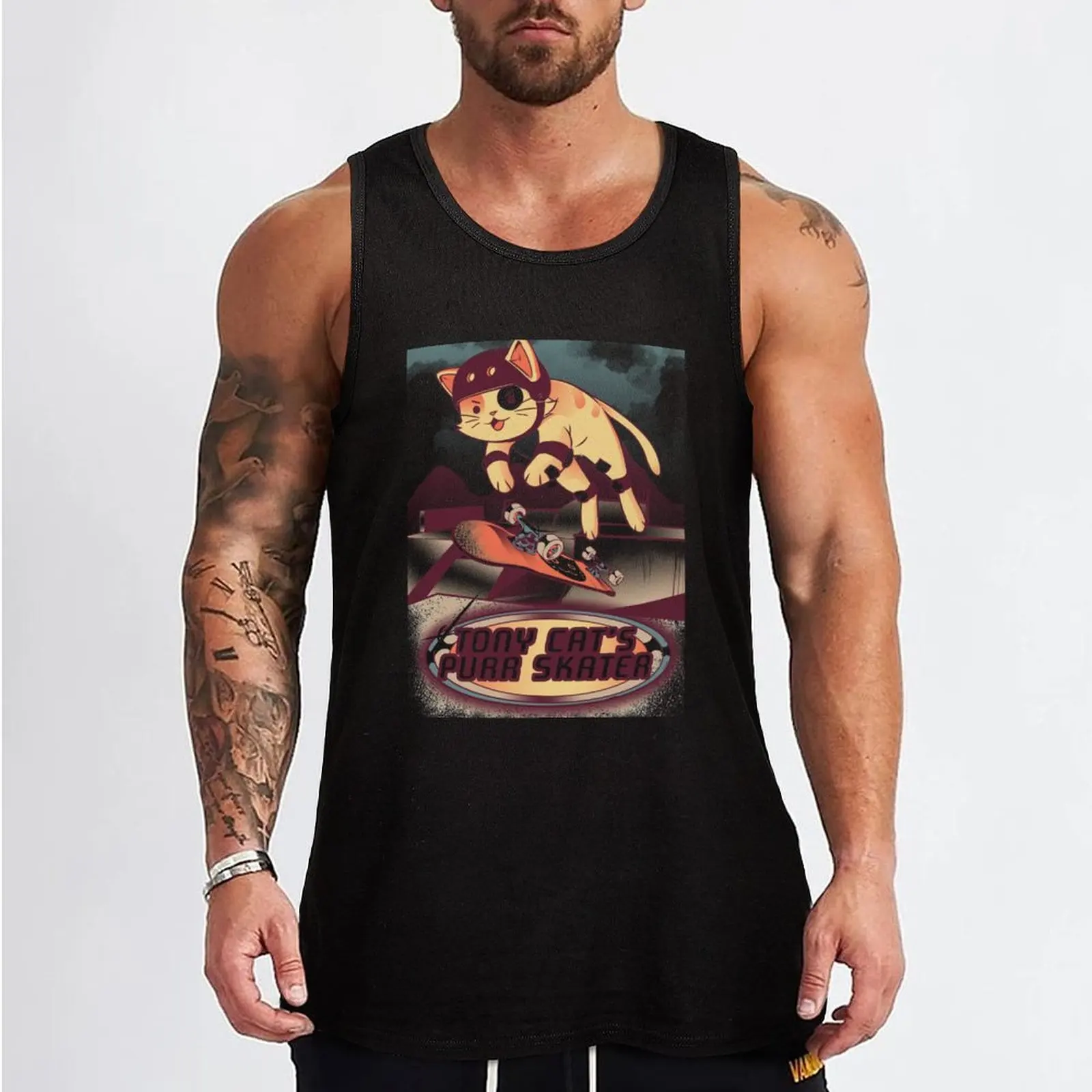 Tony Cat's Purr Skater Tank Top Men's summer t-shirt t shirt gym t-shirts man new in tops & t-shirt