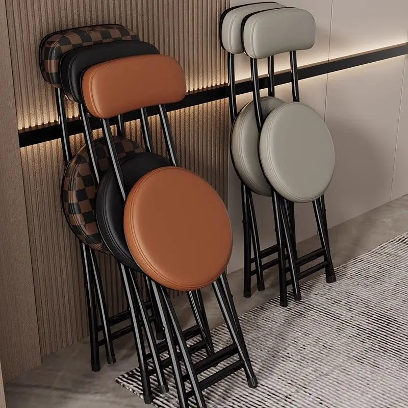 Adult Metal Folding Stool Full-Steel Reinforced Square Frame Optional Backrest Multiple Color Combinations No Assembly Portable