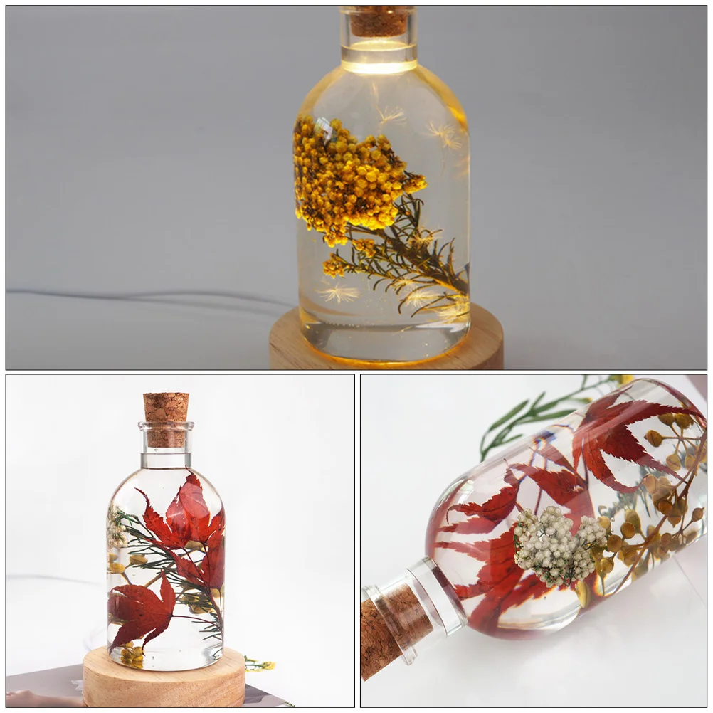

1 Set Diy Bottle Light With Wooden Base Led Night Light For Party Wedding Decor Handmade Bottle Decoration Mini String