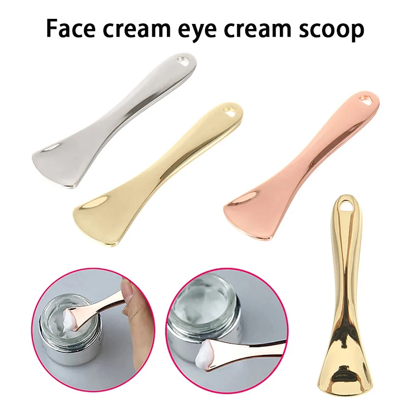 1pcs Metal Zinc Mini Cosmetic Spatula Curved Scoop Gold Silver Makeup Mask Cream Spoon Eye Cream Stick Beauty Scoop