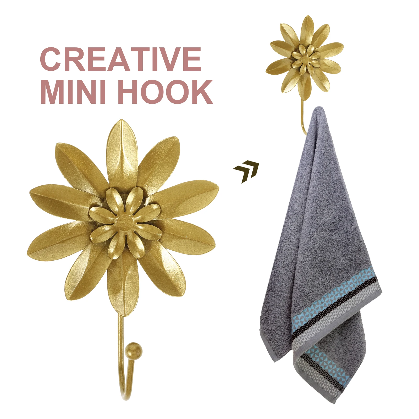 

Creative Flower Design Metal Wall Hook Durable Decorative Wall Mounted Coat Hat Hanger for Home Entryway Flower Hook