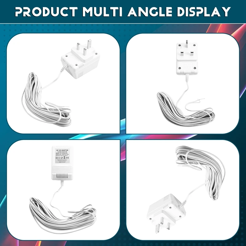 ビデオドアベル用ドアベルトランスアダプター、高性能、簡単な取り付け、英国プラグ、24v