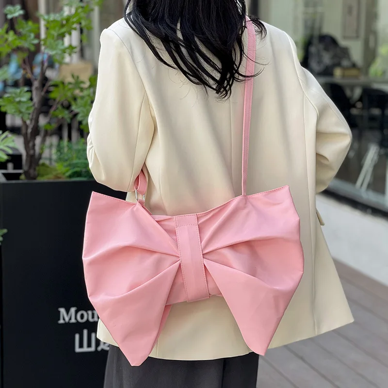 Women's Cute Bowknot Design Crossbody Bag Fashion Solid Color Shoulder Bag High-quality Bag for Women