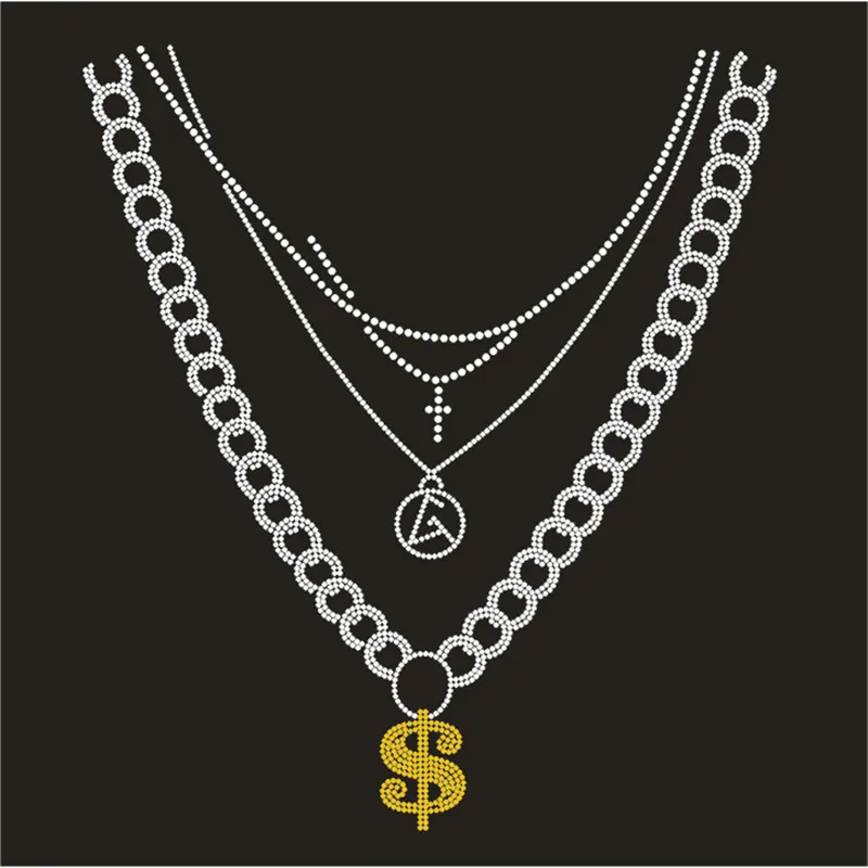 

Iron On Rhinestone Stickers for Clothes, Custom Street Culture Patch, T-Shirt Transfer Designs, Hip Hop Necklace