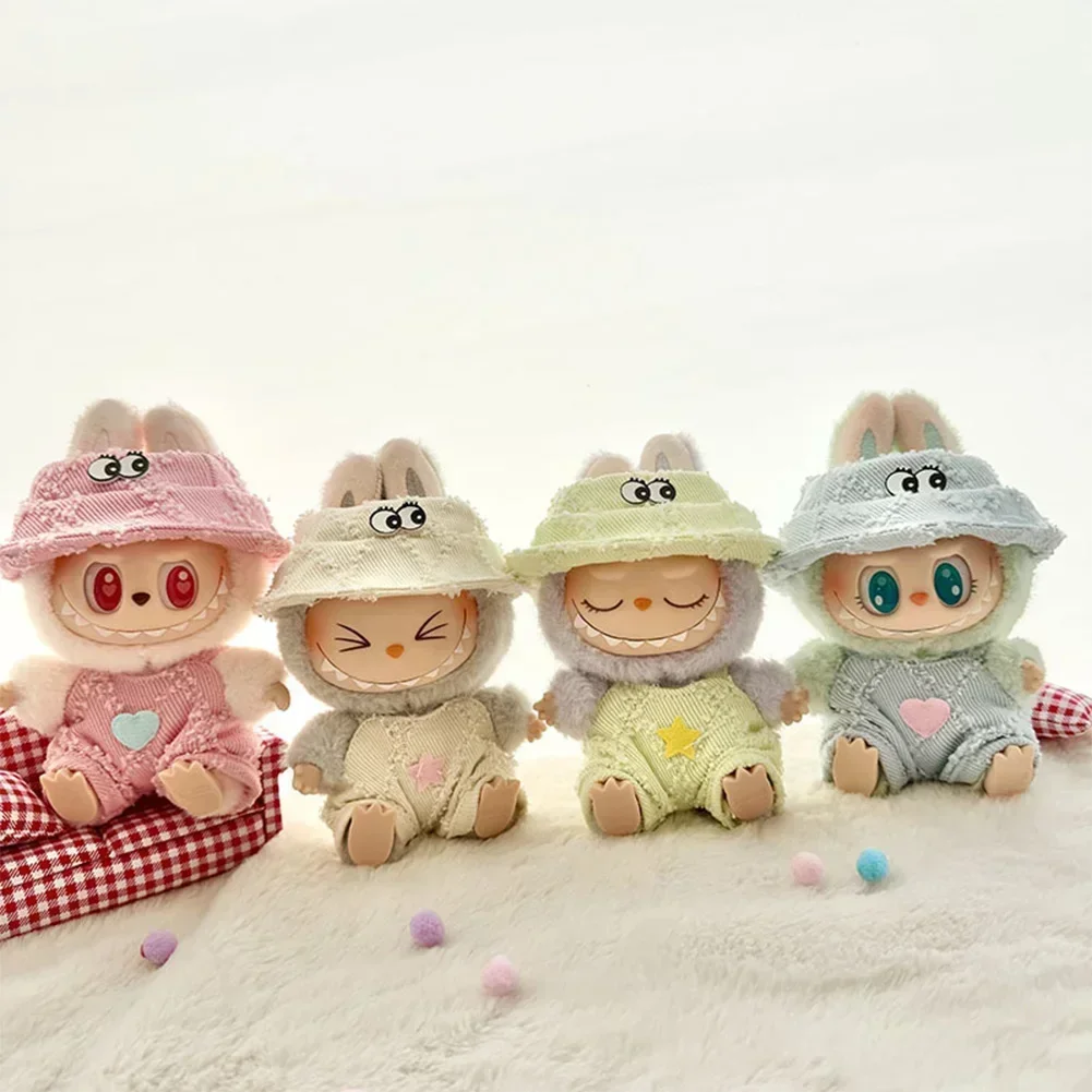 ل 15-17 سنتيمتر v1v2 Labubu ملابس دمى الزي اكسسوارات كوريا Kpop Exo Labubu المعبود V1 V2 الملونة صياد قبعة مجموعة