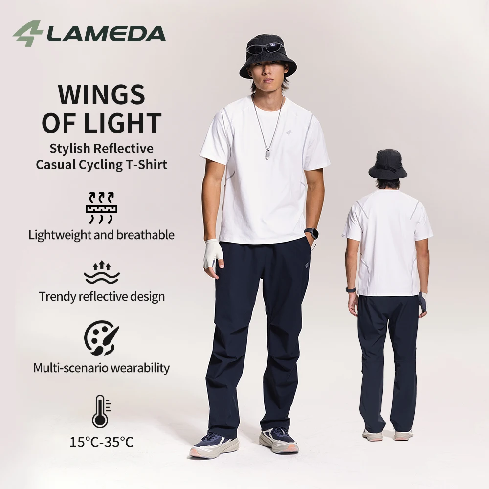 

LAMEDA New Summer Men‘s Quick Dry Cycling Short Sleeve Jersey Men Loose Fit T-Shirt Outdoor Casual Sportswear with Side Pockets