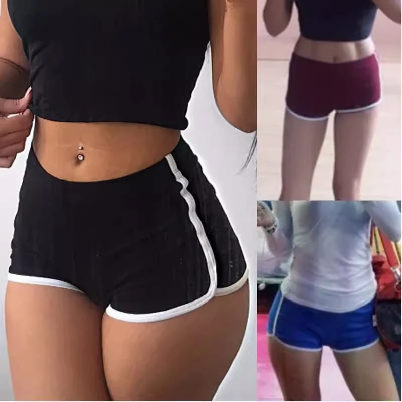 

Fashion Stretch Waist Shorts For Women Solid Color Yoga Sport Pants Elastic High Waist Casual Shorts Female Beach Sexy Clothing