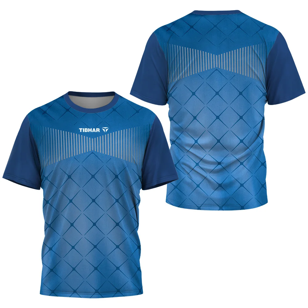 2024 Dreieck Fragment Herren Tischtennis T-Shirt Herren Badminton Tennis T-Shirt Herren Schnelltrocknend Atmungsaktiv Kurzarm