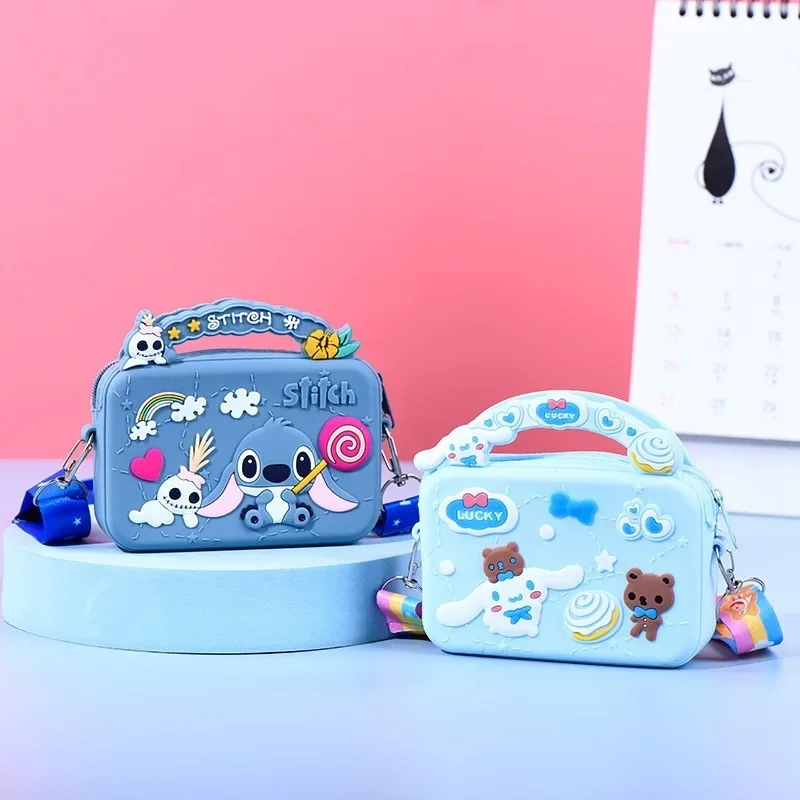 Stitch Disney Silicone Bag Cartoon Anime Figure Stich Shoulder Bag Lilo & Stitch Fashion Kids Girl Accessories Coin Purse Gift image 2
