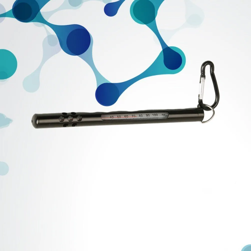 Fishing Thermometer Pencil Type Black Protective Metal Case Clip Angling Tool Water Temperature Probe Submersible Thermometer