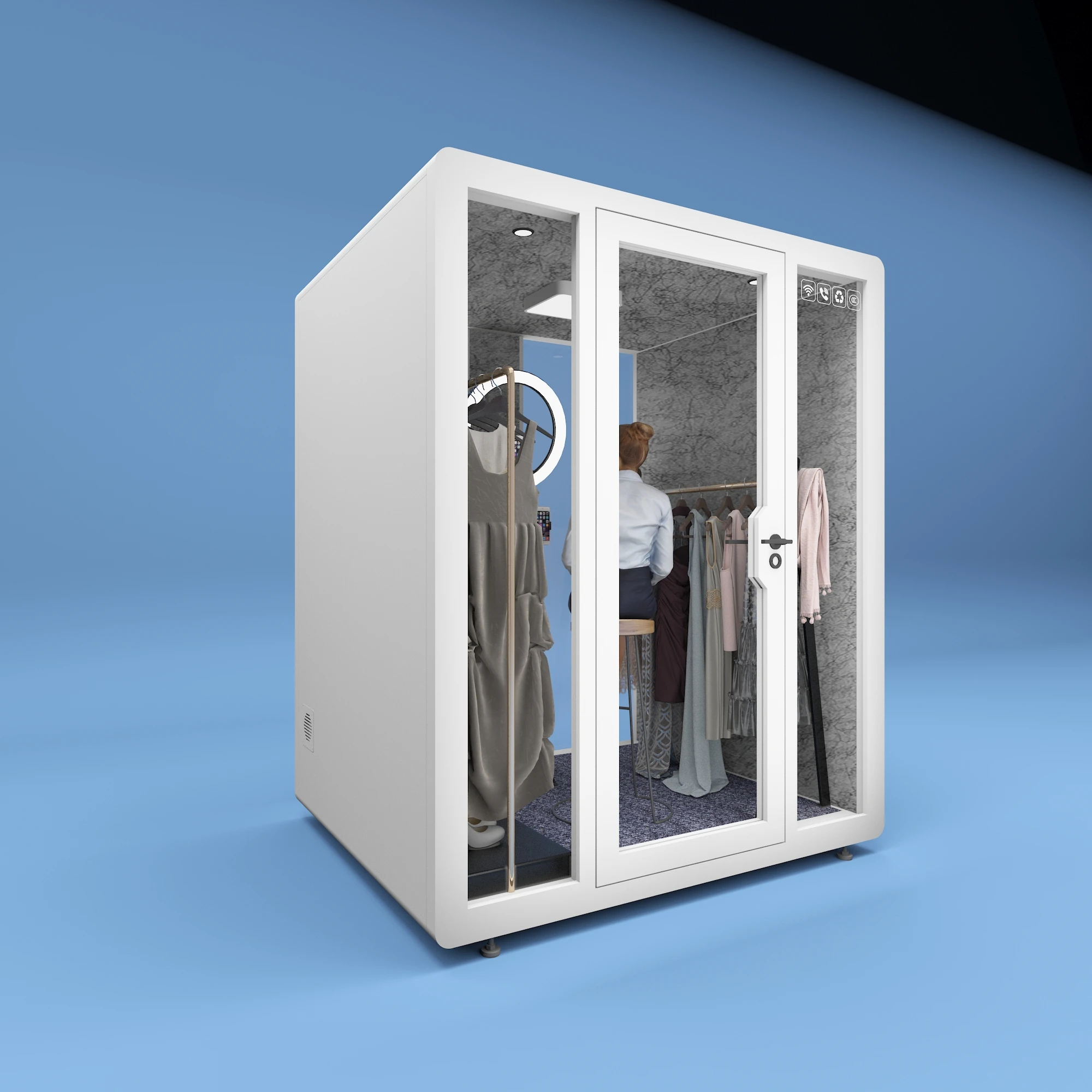 عمودي مدمج سهل التجميع بإطار معدني عازل للصوت وحدات خارجية صغيرة للمنزل والحديقة والمكتب