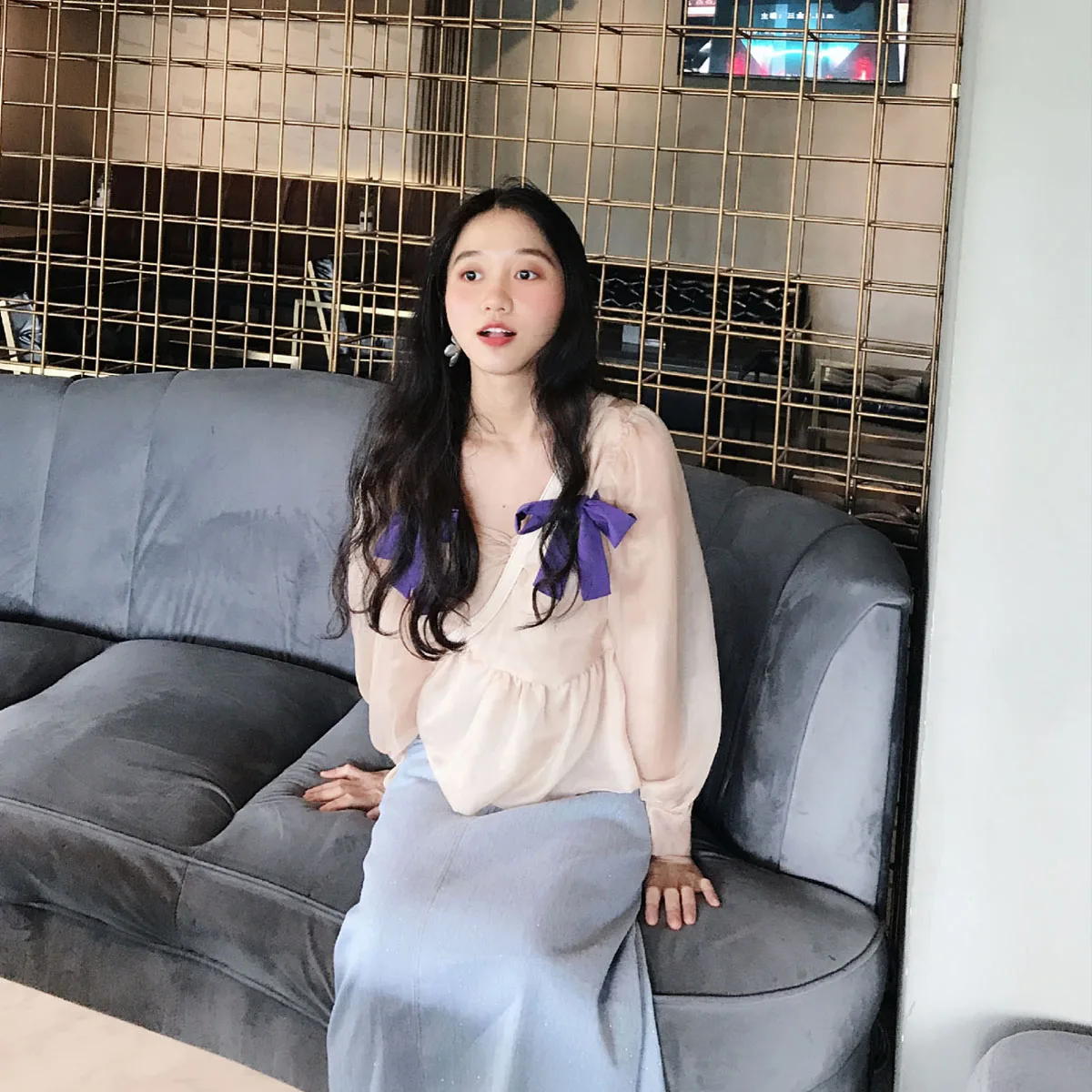 

Джинсовая юбка Wes Fairy Tiny Bling с высокой талией, светло-голубая, длинная, А-силуэт, женская, премиум-класса