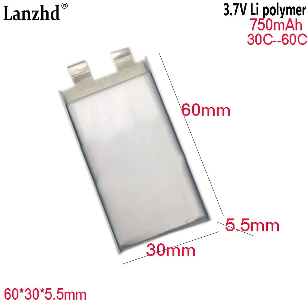 

3.7V battery discharge 60C rate For unmanned aerial vehicle model aircraft ship DJI Tello Tello Drone 603055 750mAh 55*30*6mm