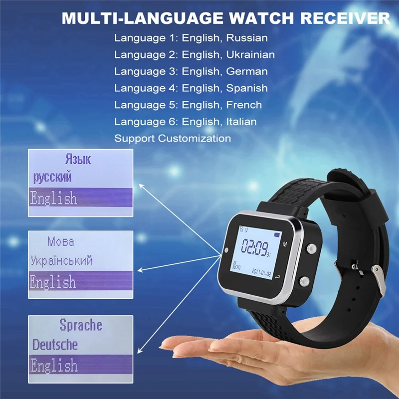 

N84R 5 Call Button 1 Wrist Watch Pager Restaurant Wireless Calling System Transmitter Paging Cafe Waiter Service Buzzer