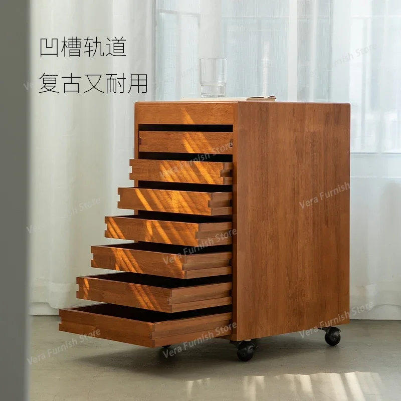 

Nordic Solid Wood Filing Cabinet Simple Drawer Storage Cabinet Office Movable Stationery Storage Cabinets Sofa Side Cabinets