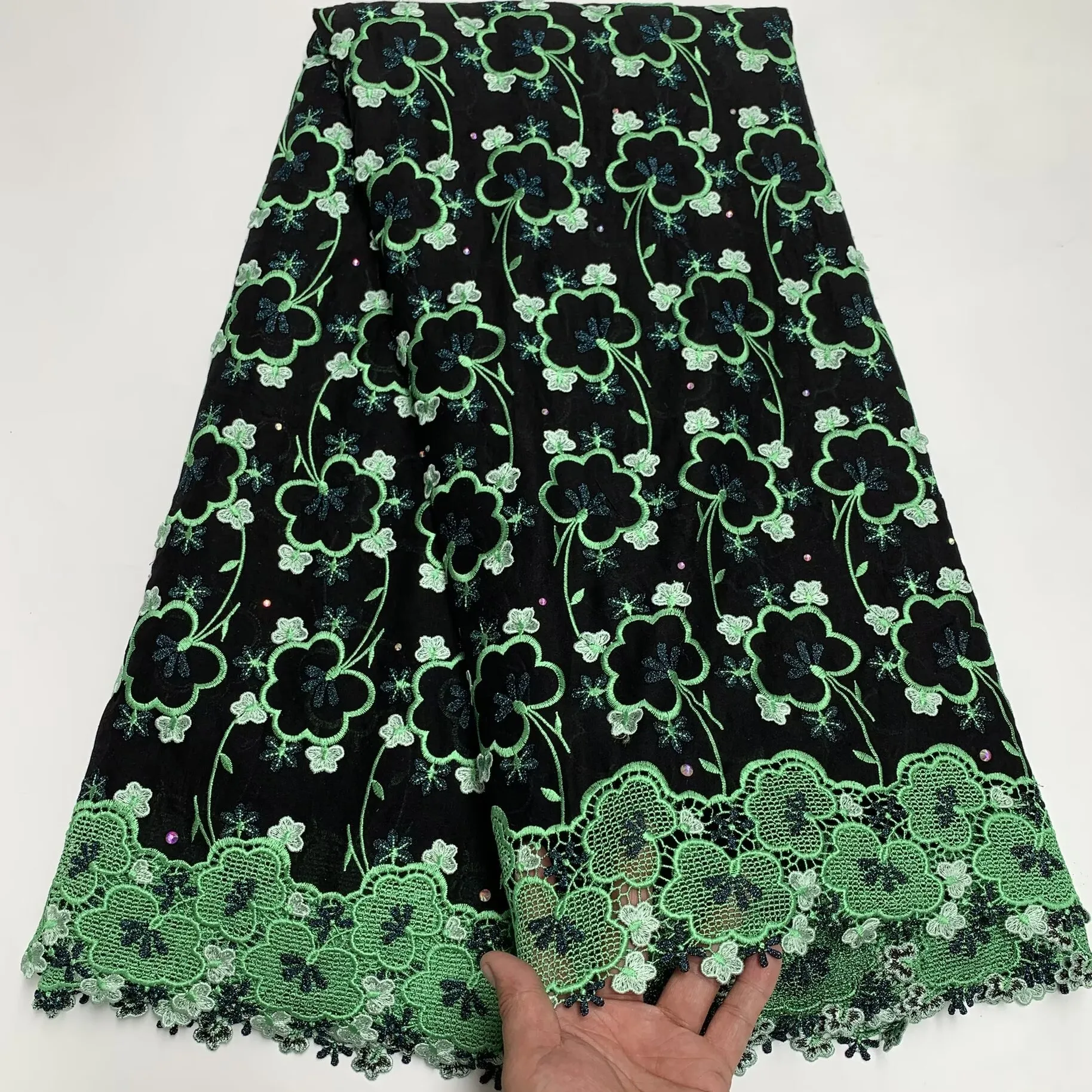 

Swiss Voile Lace Fabric 3D Flower Applique with Stone For African Wedding Dress Sewing Luxury Cotton Material Super