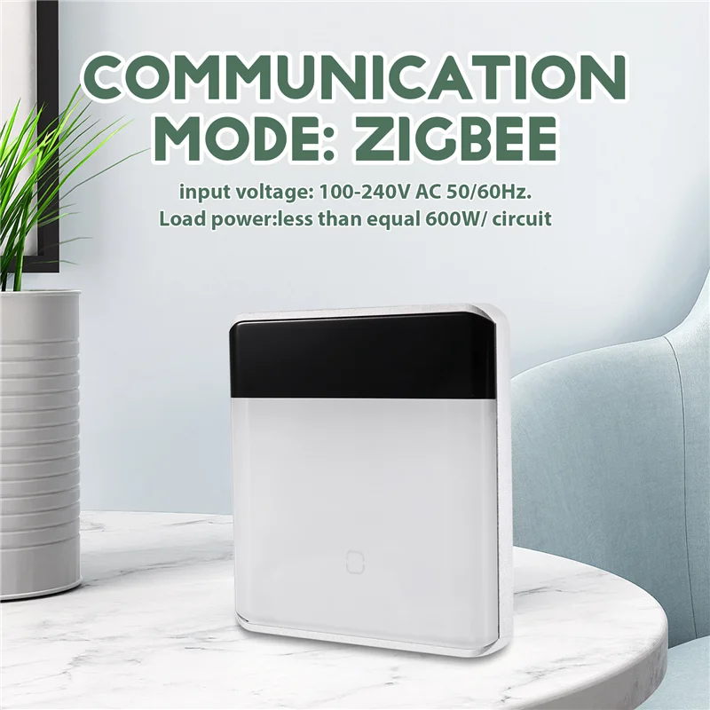 HFES One-Way Single Schakelaar Tuya Zigbee 3.0 Draadloze LED Display Glas Touch Schakelaar EU Plug Voor Thuis Wit