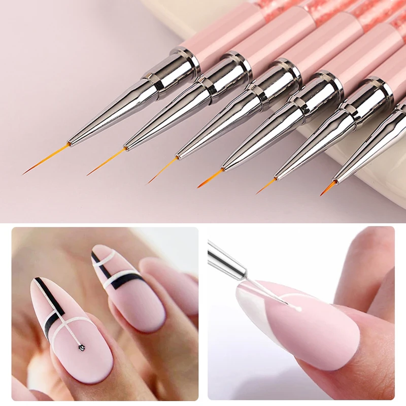 Extreme Fine Nail Art Brush UV Gel Polish Drawing Brushes 5-15mm Liner Brush DIY French Grid Stripes Acrylic Nail Supplies