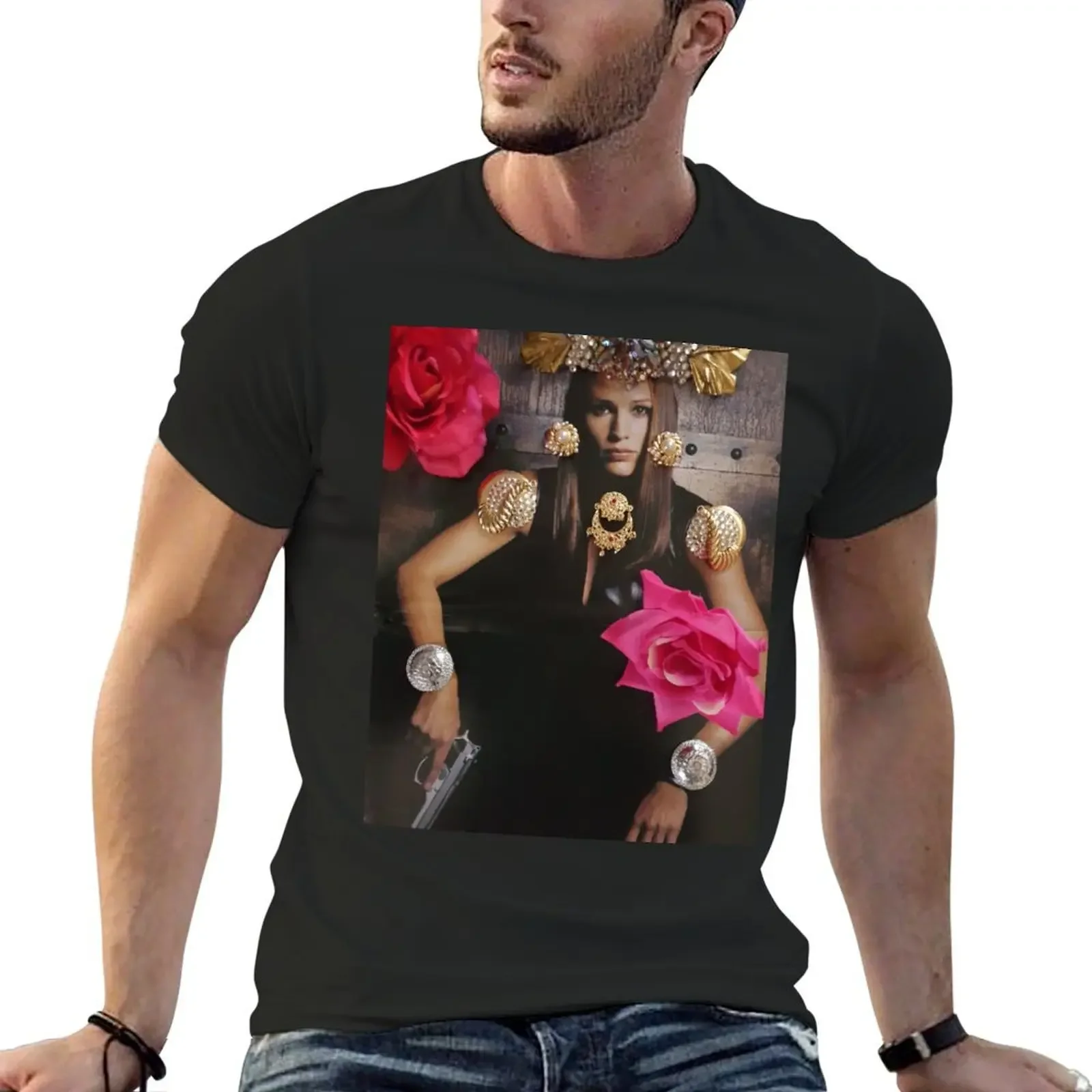 

Jennifer Garner Alias Flower forever T-Shirt cheap stuff graphic tee shirt mens clothes