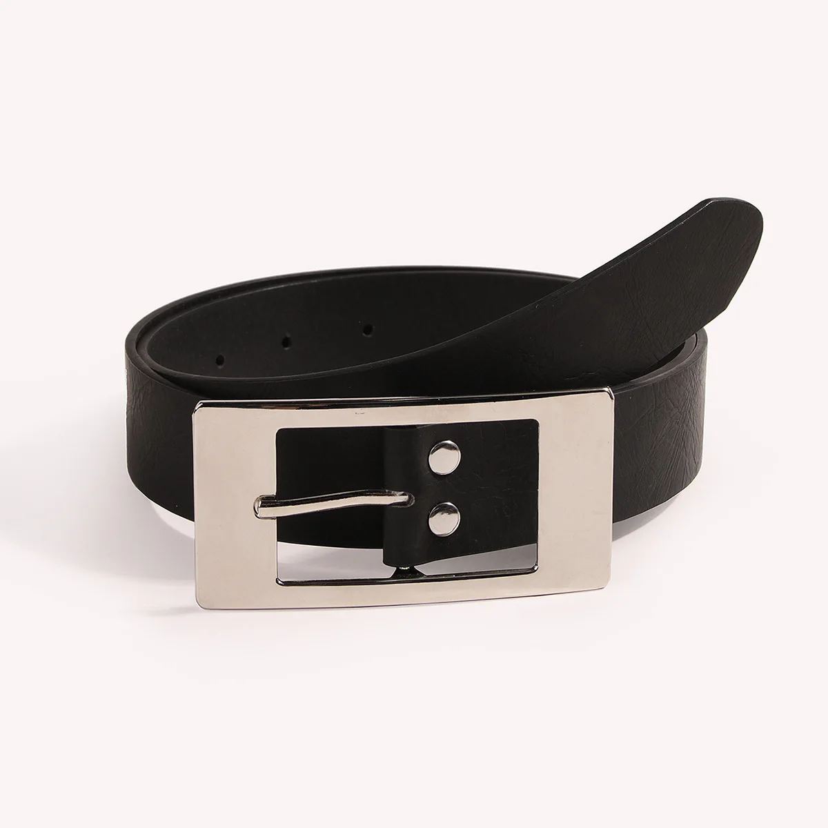 New Large Rectangular Buckle Flat Basic Women's PU Leather Belt – Fashionable & Versatile Ladies Belt, Factory Direct, In Stock