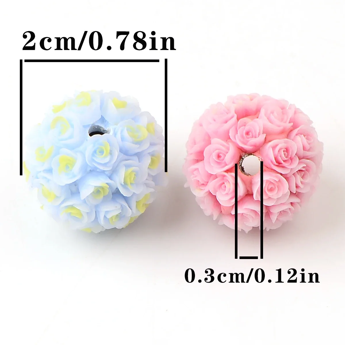 5pcs Solid color rose flower ball acrylic bead，large Hole Loose Spacer Bead For Jewelry Make DIY Bracelet necklace Accessories
