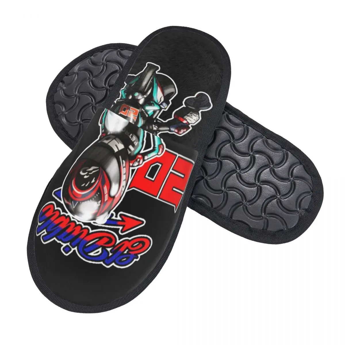 Custom Fabio Quartararo Guest Slippers for Hotel Women Motorcycle Rider El Diablo House Slipper