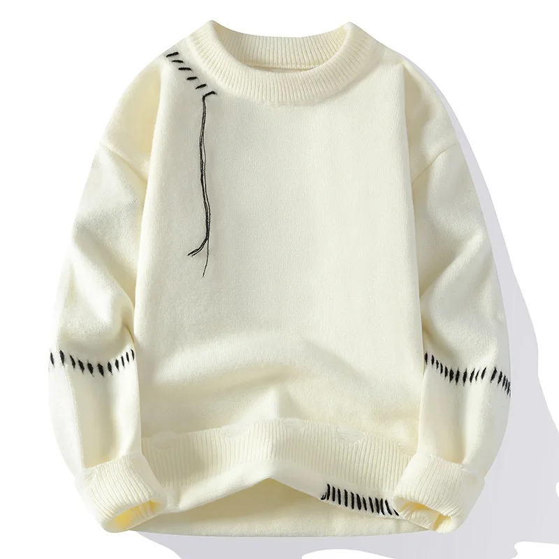 

Casual Men's Long Sve Knitted Sweater Autumn Winter New Sle Large Size Running Quanti Loose Fit round Ne hine Was...