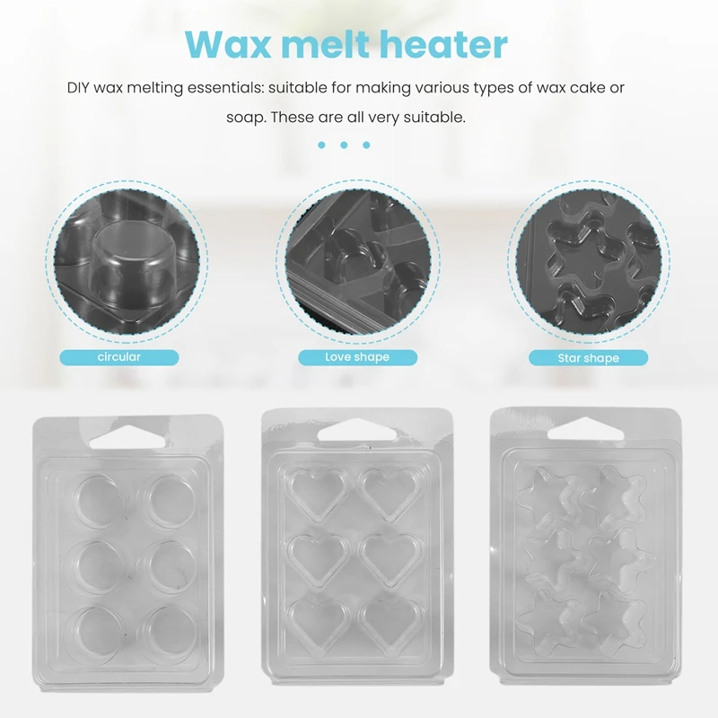 60 Pack Wax Melt Containers-6 Cavity Clear Empty Plastic Wax Melt Molds - Clamshells For Tarts Wax Melts.