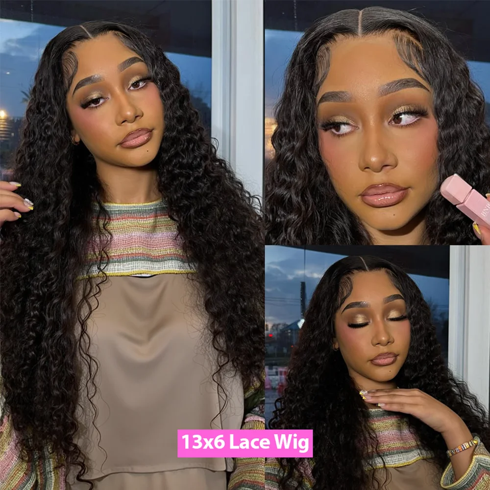 250 Density Deep Wave Wigs 13x6 HD Lace Front Human Hair Wig Brazilian 13x4 HD Lace Frontal Wig Water Wave Human Hair Wigs 5x5 Ready to Go HD Lace Glueless Wigss for Black Women view 2