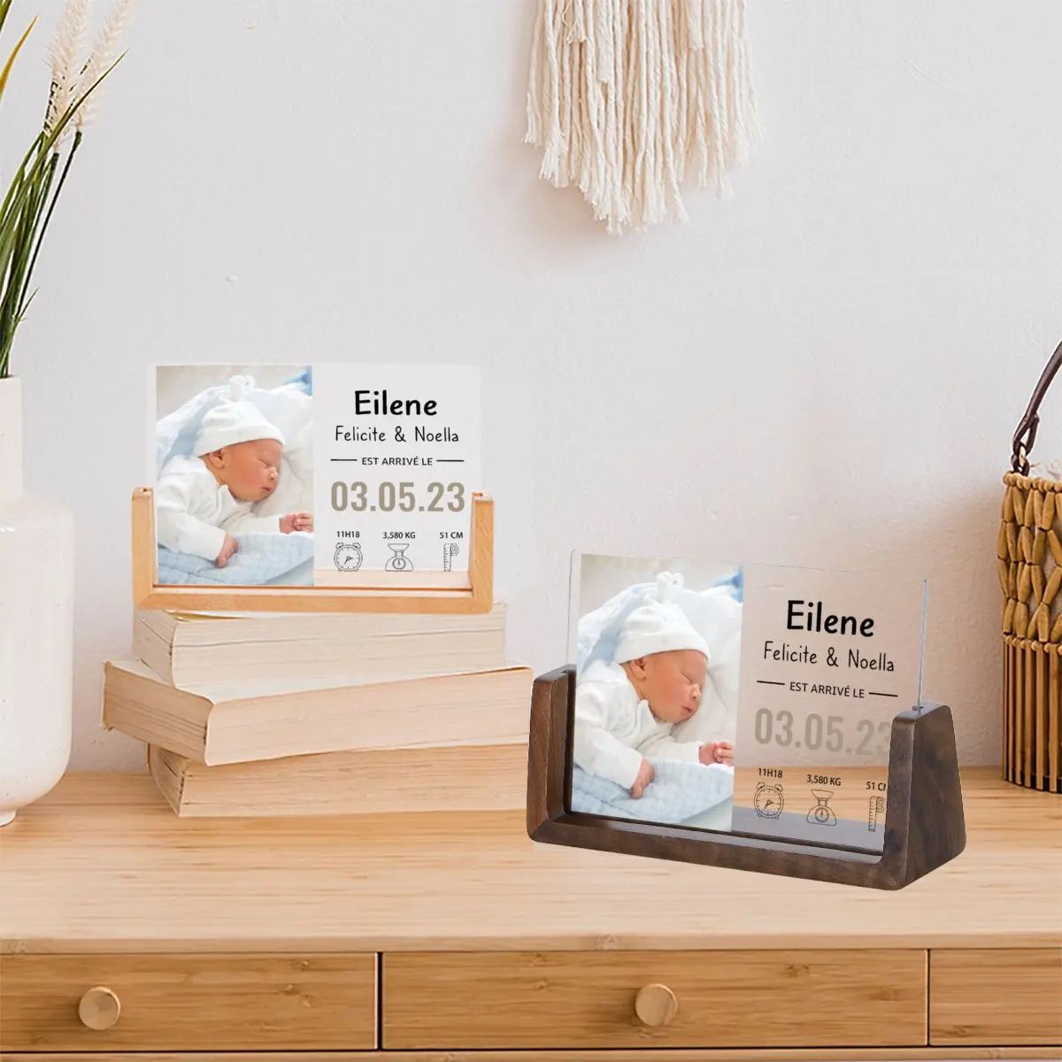 Personalized Birth Announcement Photo Frame with Stats Nursery Decor Custom Newborn Baby Picture Frame Gift for New Parents