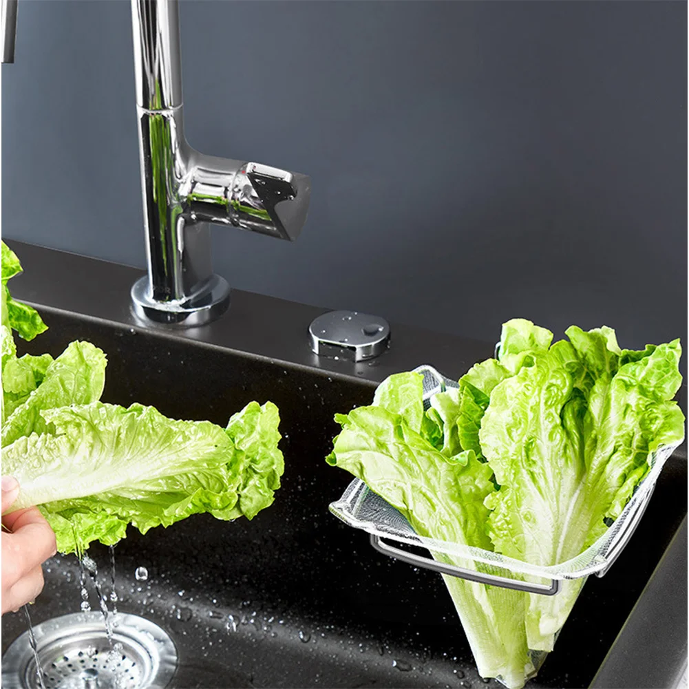 For Cabinet Doors Sink Scrap Filter Kitchen Drain Rack Kitchen Waste Disposal Silver Kitchen Garbage Bag Holder