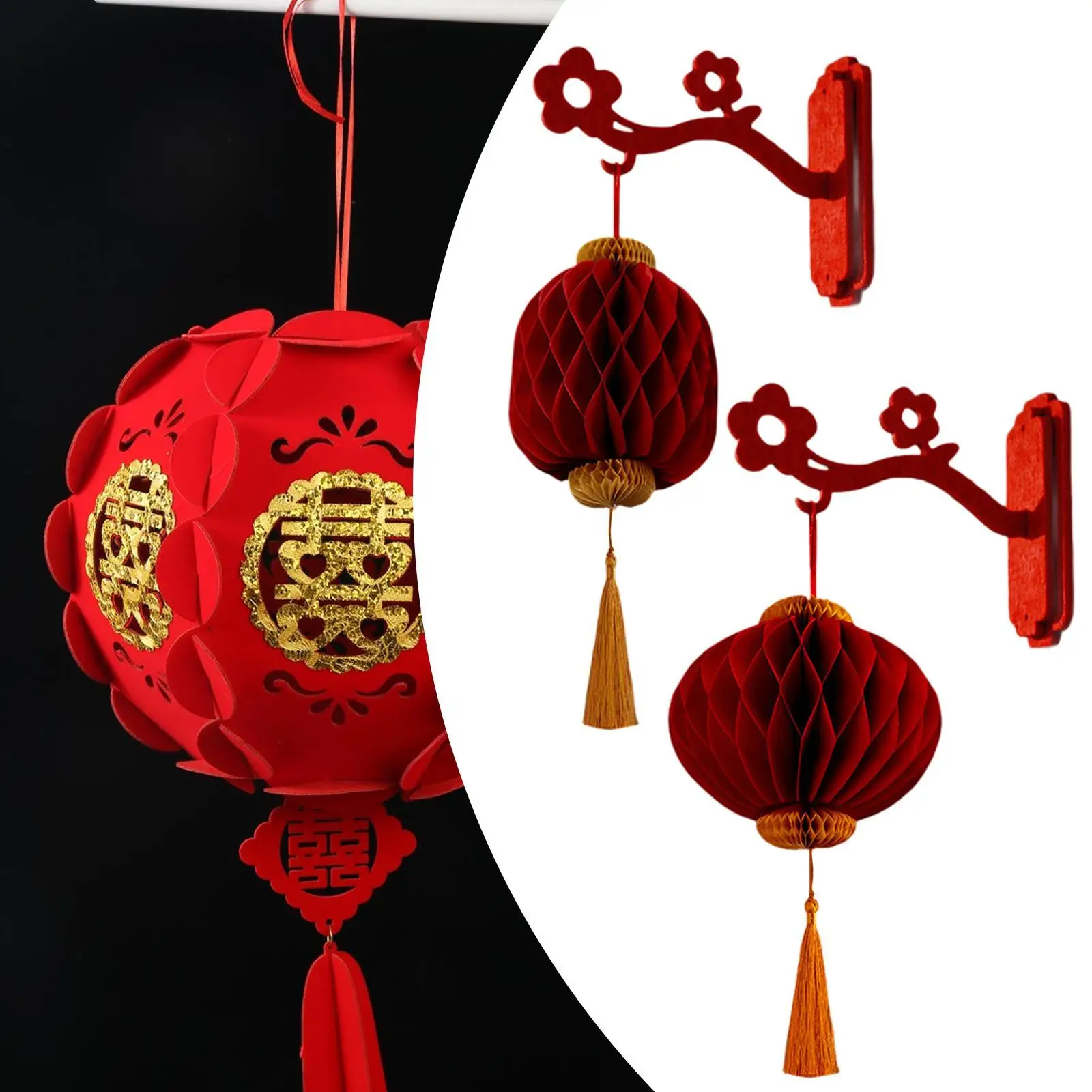 Chinese New Year Felt Lantern Traditional Lanterns Pendant for Restaurant