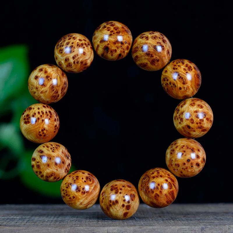 Taihang Mountain Cypress Beads Bracelet Bird's Eye Burl Wenwan Vintage Material High Oil Rosary Hand Jewelry Holiday Gift