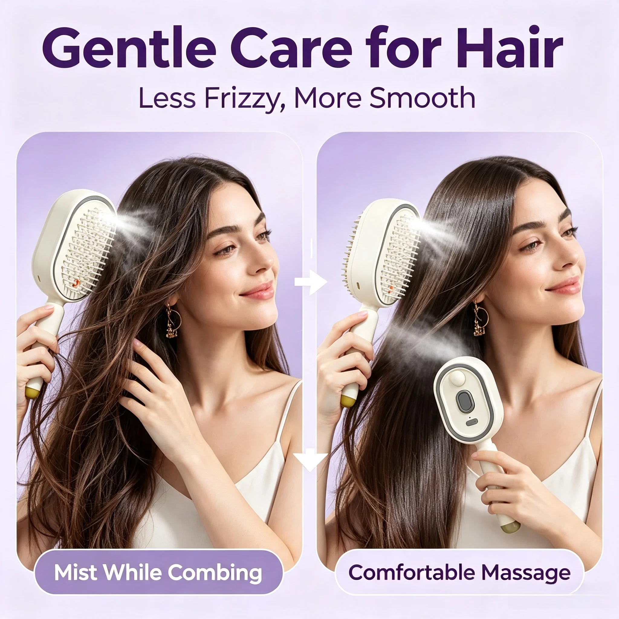 Multifunctional Massage Comb Electric Spray Air Cushion Scalp Massager Self-Cleaning Essential Oil Hair Care Comb Gift for Women
