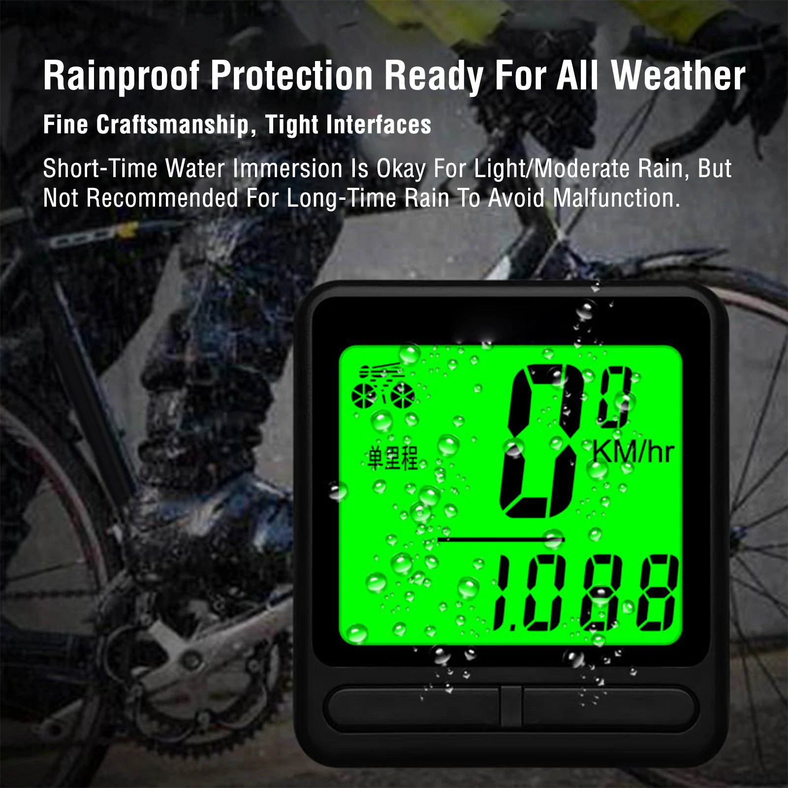 Bicycle Speedometer Rainproof 24 Function Bike Computer with Auto Sleep Wake Up Backlight for Mountain Road Cycling