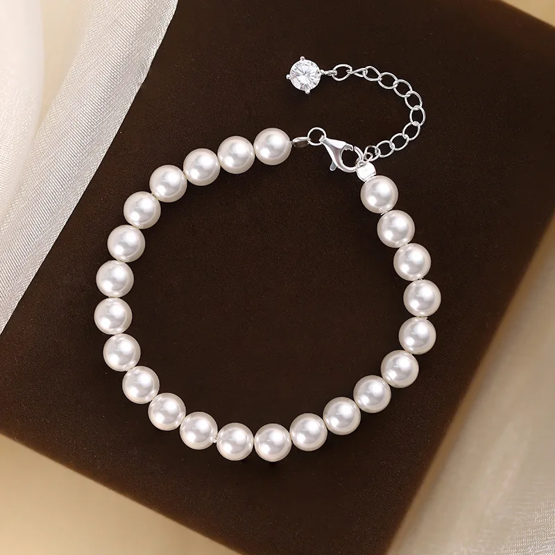 S999 Pure Silver Pearl Bracelet For Women Exquisite Beaded Wrist Chain Minimalist Luxury Elegant Hand Jewelry Fashion Daily