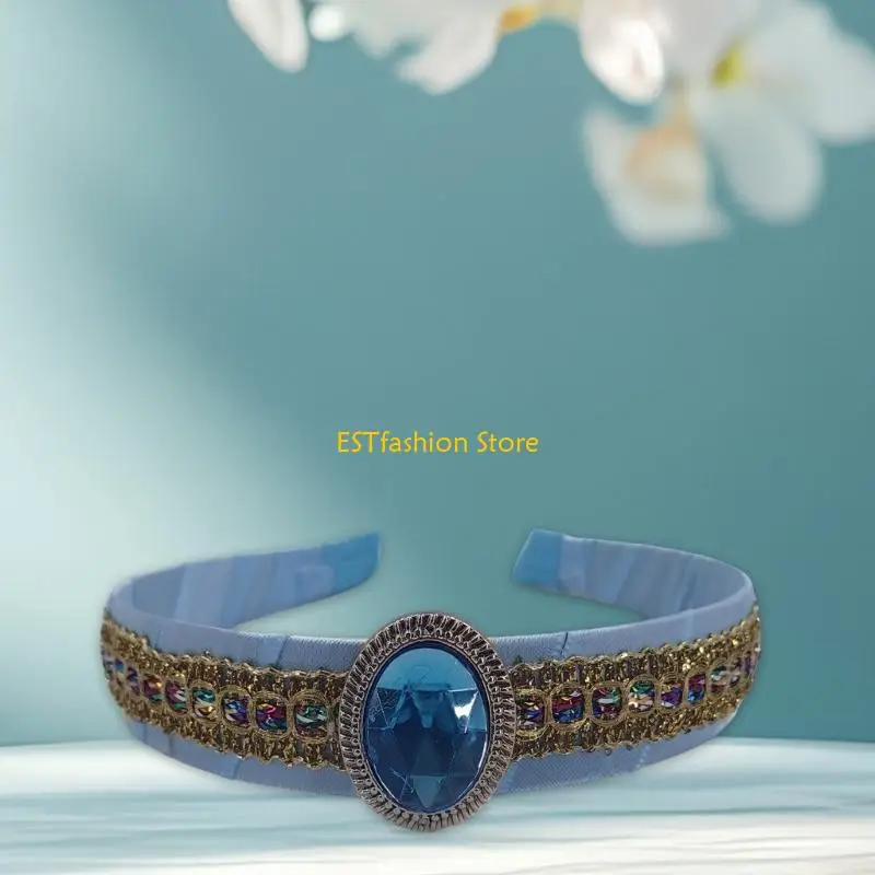 

Y5GC Vintage Princess Headband Choker Costume Props for Children Dressingup Theme Party Headwear and Neckwear for Roleplay