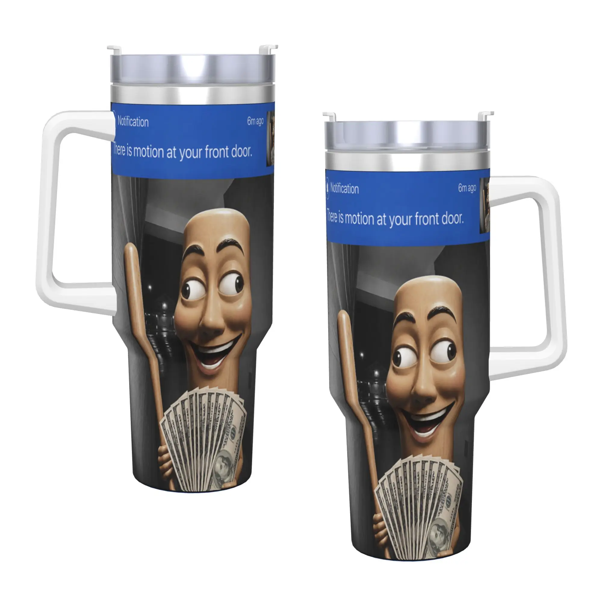 There is Motion At Your Front Door Tung Tung Tung Sahur Stainless Steel Tumbler Thermal Cups Mugs Cup Cold and Hot Water Bottle