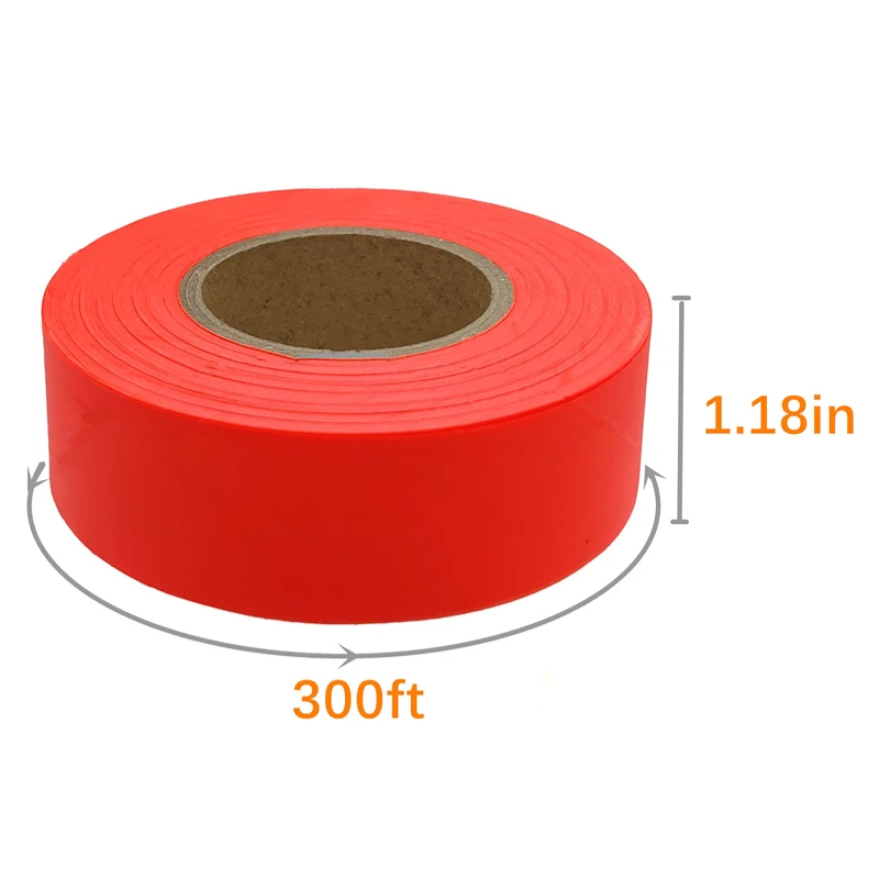 12 PACK Pink Non-Adhesive flagging marking tape for tree/survey/Branches marker tape