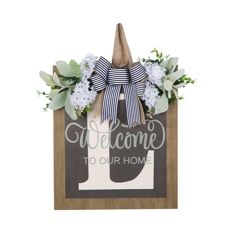 Personalized front door decoration with 26 English letters, door hanging and layout props, wooden workers