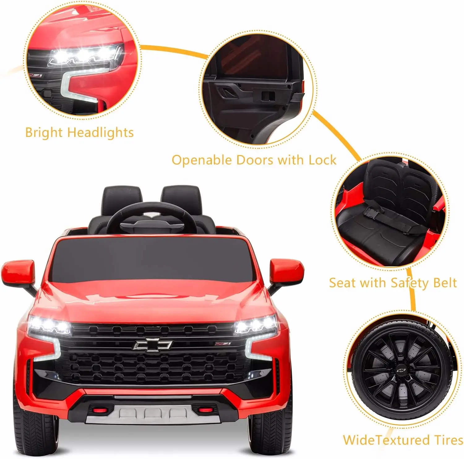 ركوب 12 فولت على السيارة مع جهاز تحكم عن بعد، مركبة كهربائية تعمل ببطارية شيفروليه تاهو مرخصة للأطفال، شاحنة للطرق الوعرة للأطفال الصغار