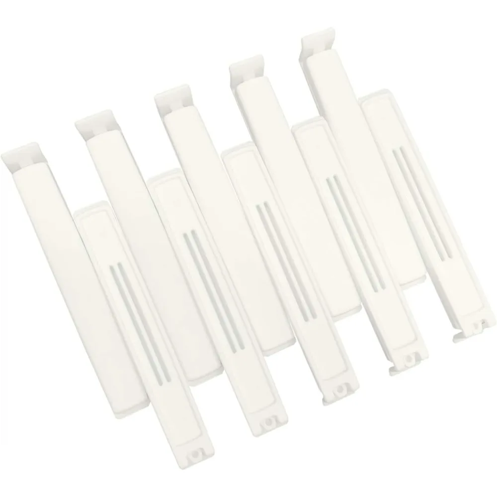 

10 plastic sealing clips, 4 inches, pure white, for sealing snack bags, chip bags and kitchen food storage bags.