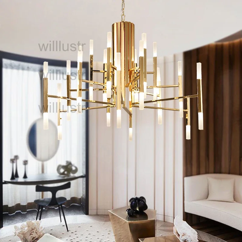 

Metal LED Pendant Lamp Ceiling Chandelier Suspension Light Nordic Chain Hanging Lighting Fixture Hotel Hall Bar