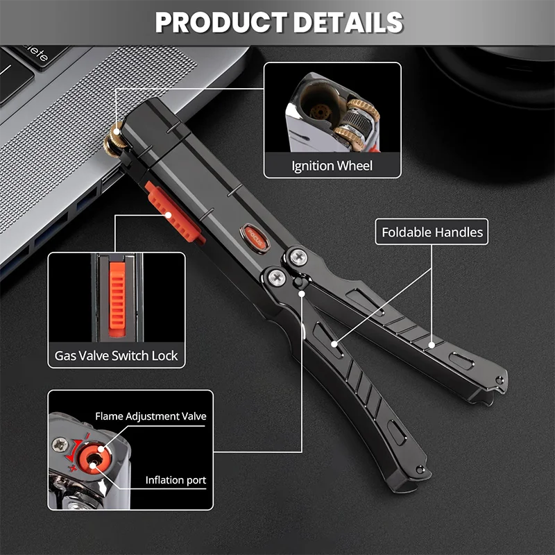 Butterfly Knife Torch Lighter Refillable Butane Jet Flame Adjustable Metal Windproof Grinding Wheel Ignition Smoking Gift