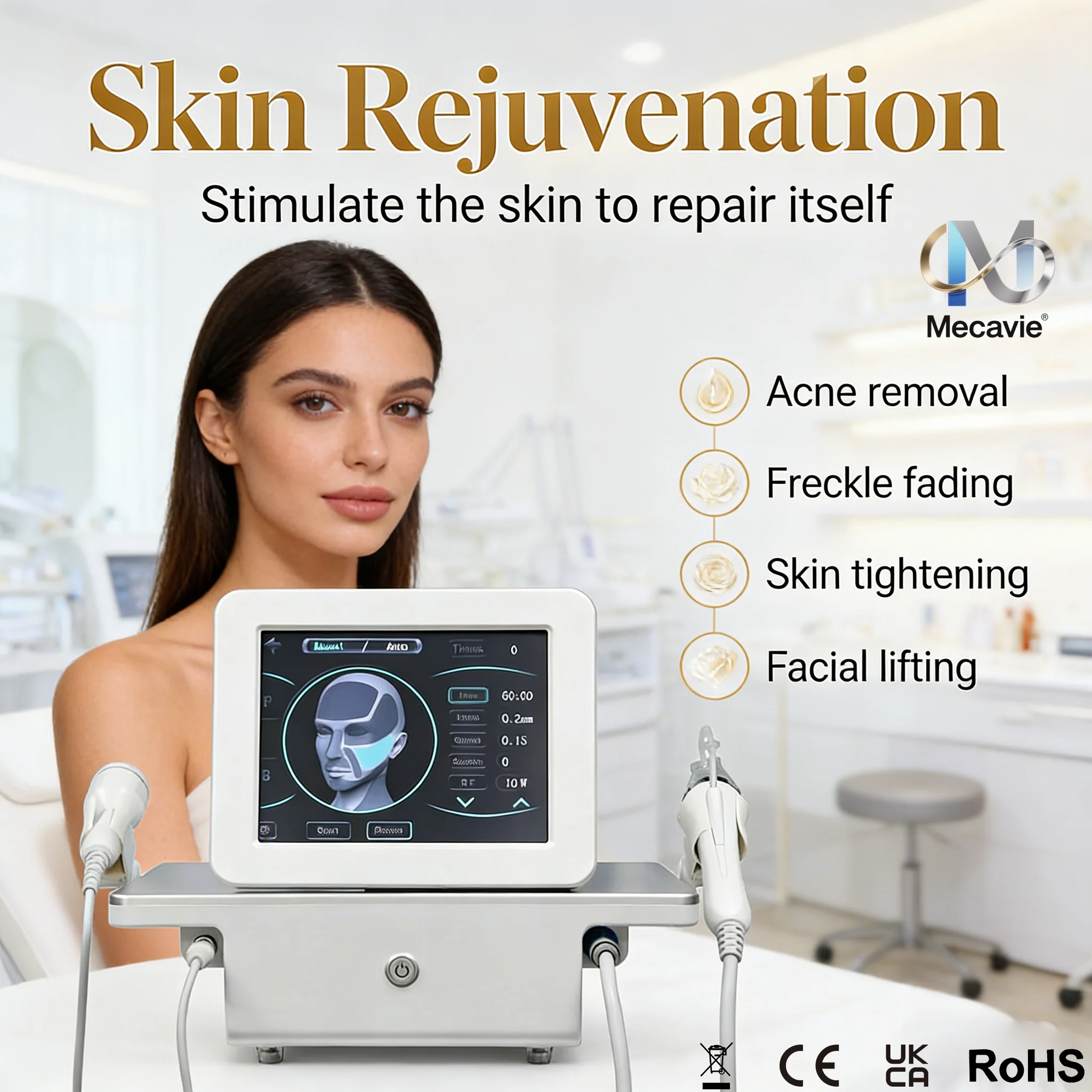 

Настольный прибор с двумя ручками и ледяным молотком для сужения пор, нанесения льда для ухода за кожей, восстановления формы и гладкости кожи, способствует обновлению кожи.