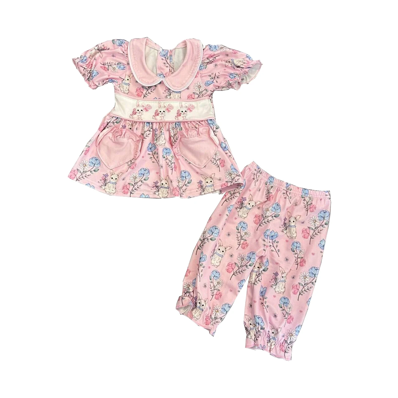 Çocuk butik paskalya kıyafetleri erkek kız tavşan giysileri pijama 2 parça setleri