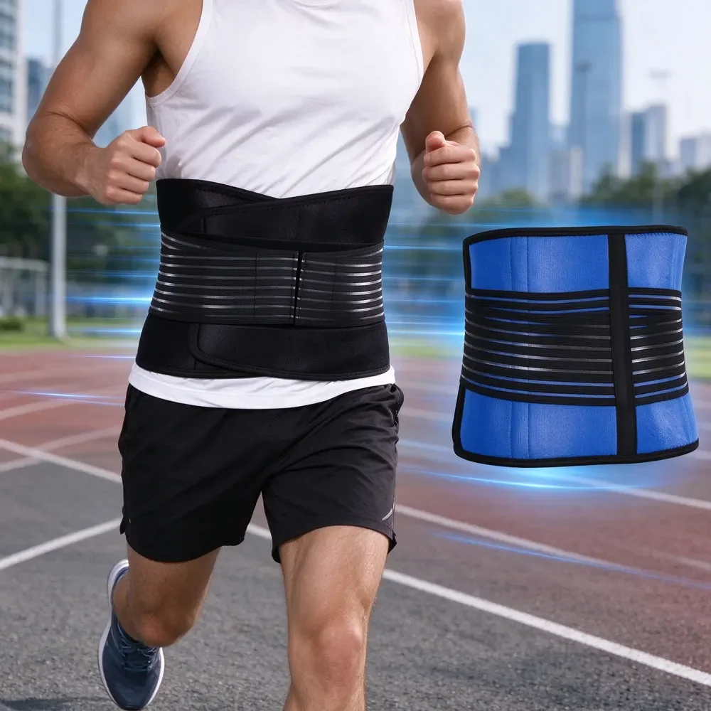Double Pull Lumbar Brace Belt, Breathable Neoprene Waist Support Band, Reinforced Elastic Straps, Hook & Loop Closure,Daily Work