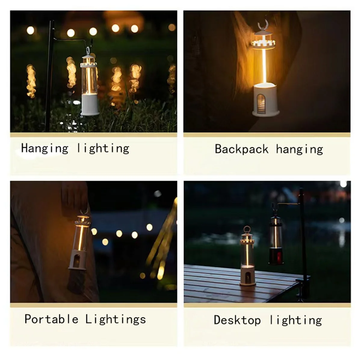 A72P Three Layer Lighting Lighthouse Camping Maglev Camping Atmosphere Breathing Light Home Portable Sleep Light White