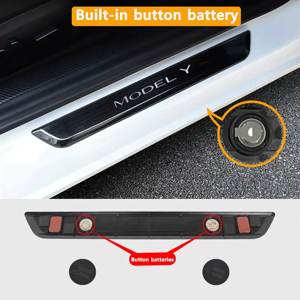 Gen2 Kabellose LED-Beleuchtete Pedale für Tesla New Y Juniper New 3 Highland Infrarot-Erkennung Türschwellenschutz Modell 3 Y – Detail 6