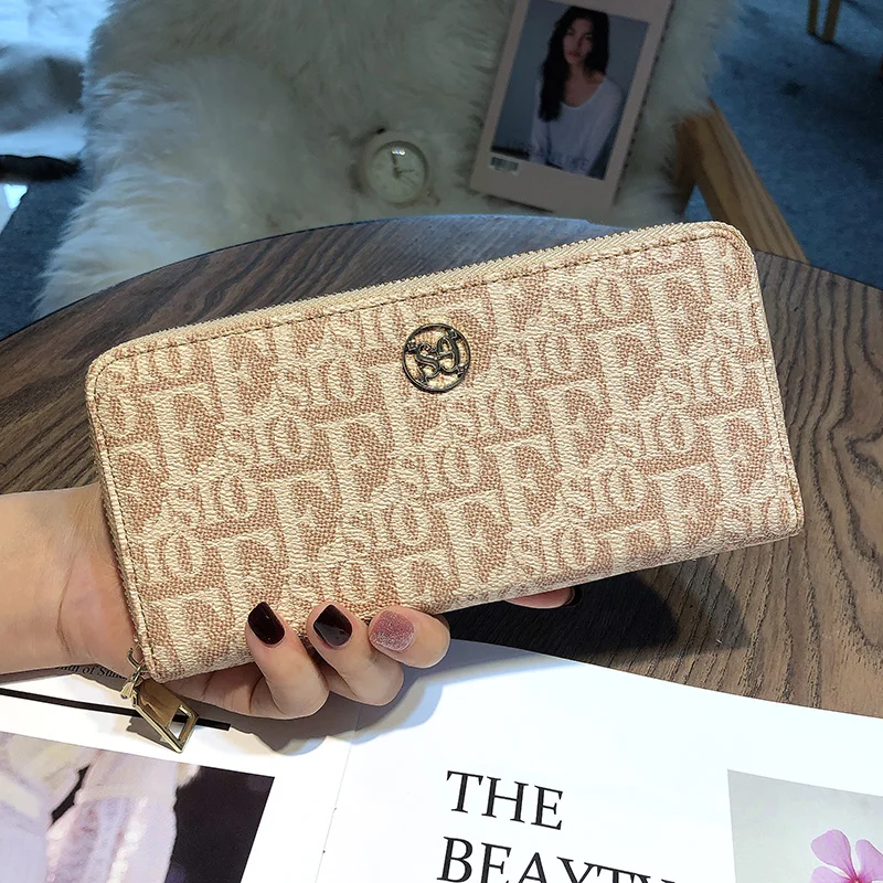 

Original Design Genuine Leather Long Wallets Fashion Letter Print Women Clutch Bags High Capacity Cowhide Purse For Mobile Phone